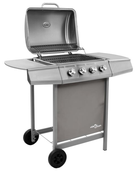 Grill gazowy z 4 palnikami, srebrny