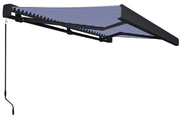Ręcznie zwijana markiza kasetowa, 400x300 cm, niebiesko-biała
