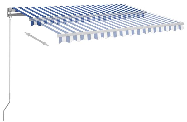 Ręcznie zwijana markiza z LED, 300 x 250 cm, niebiesko-biała