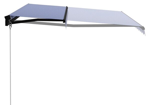 Ręcznie zwijana markiza, 450 x 300 cm, niebiesko-biała