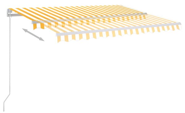 Ręcznie zwijana markiza z LED, 300 x 250 cm, żółto-biała