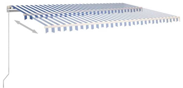 Ręcznie zwijana markiza, 500x350 cm, niebiesko-biała