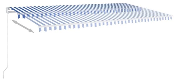 Ręcznie zwijana markiza, 600x350 cm, niebiesko-biała