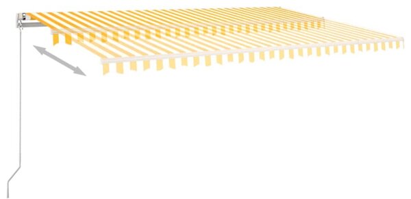 Ręcznie zwijana markiza z LED, 500x350 cm, żółto-biała