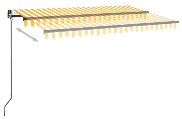 Ręcznie zwijana markiza, 450 x 300 cm, żółto-biała