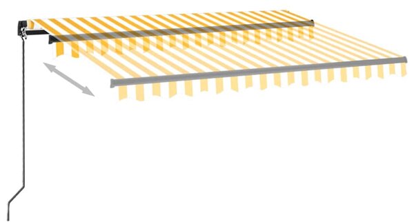 Ręcznie zwijana markiza z LED, 350 x 250 cm, żółto-biała