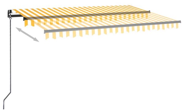 Ręcznie zwijana markiza z LED, 400 x 350 cm, żółto-biała