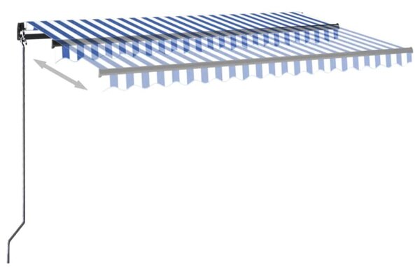 Ręcznie zwijana markiza, 450x350 cm, niebiesko-biała