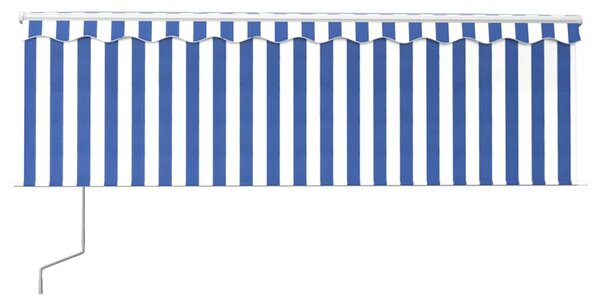Automatycznie zwijana markiza z zasłoną, 4x3 m, niebiesko-biała