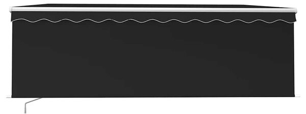 Ręcznie zwijana markiza z zasłoną i LED, 4,5x3 m, antracytowa