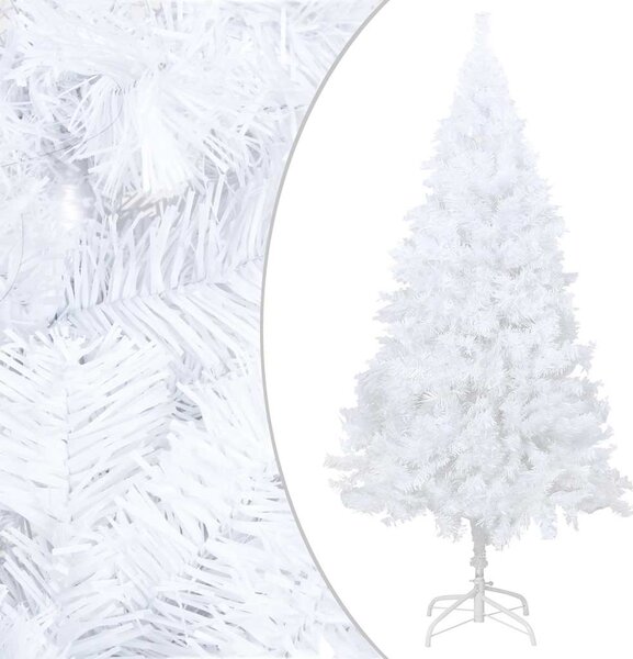 Sztuczna choinka z lampkami i bombkami, biała, 150 cm, PVC