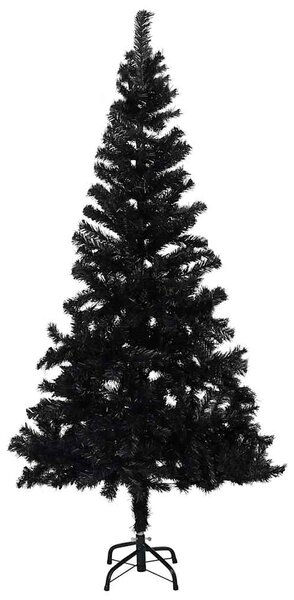 Sztuczna choinka z lampkami i bombkami, czarna, 150 cm, PVC
