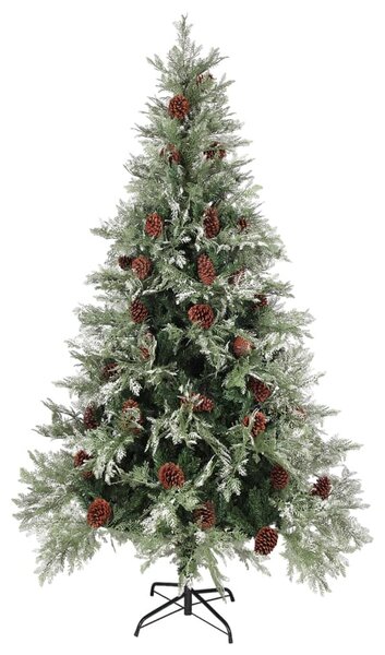 Choinka z szyszkami, zielono-biała, 195 cm, PVC i PE