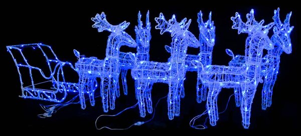 Dekoracja świąteczna – renifery z saniami, 320 LED, akrylowa