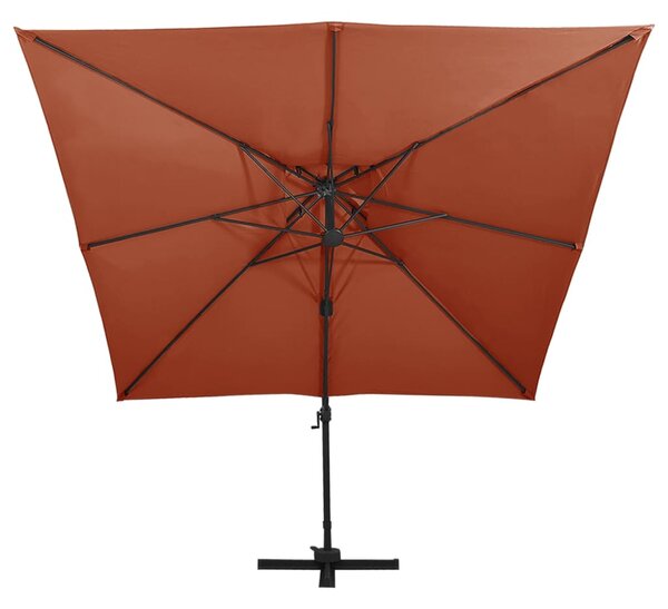 Parasol wiszący z podwójną czaszą, 300x300 cm, terakota