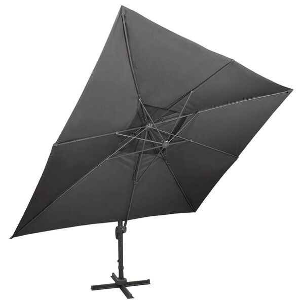 Parasol ogrodowy Cantilever z podwójnym blatem, antracytowy 400x300 cm