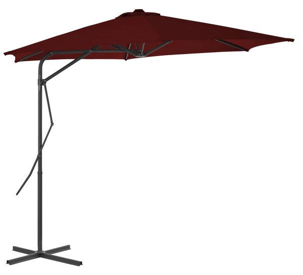Parasol ogrodowy na stalowym słupku, bordowy, 300x230 cm