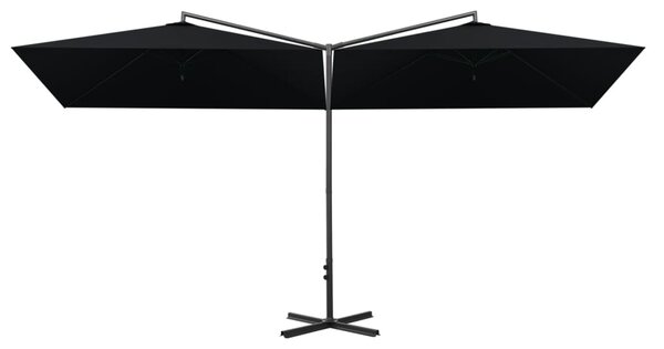Podwójny parasol ogrodowy, stalowy słupek, czarny, 600x300 cm