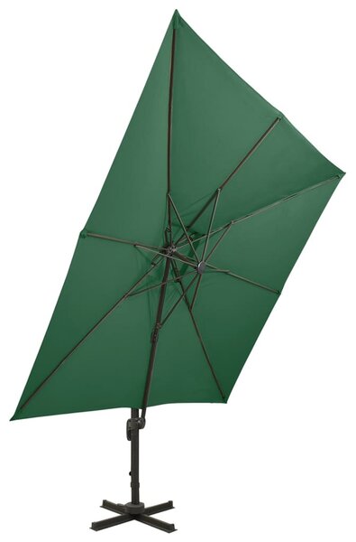 Parasol wiszący z podwójną czaszą, 300x300 cm, zielony