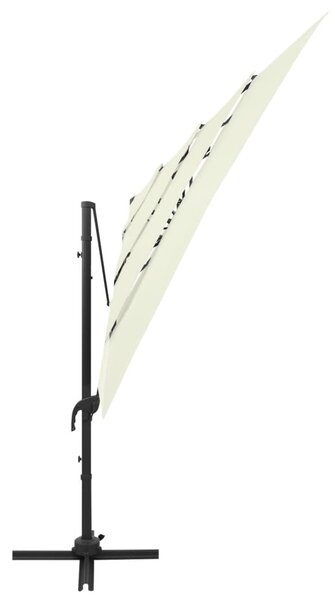 4-poziomowy parasol na aluminiowym słupku, piaskowy, 250x250 cm