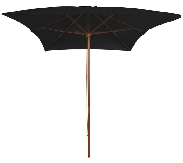 Parasol ogrodowy na drewnianym słupku, czarny, 200x300 cm