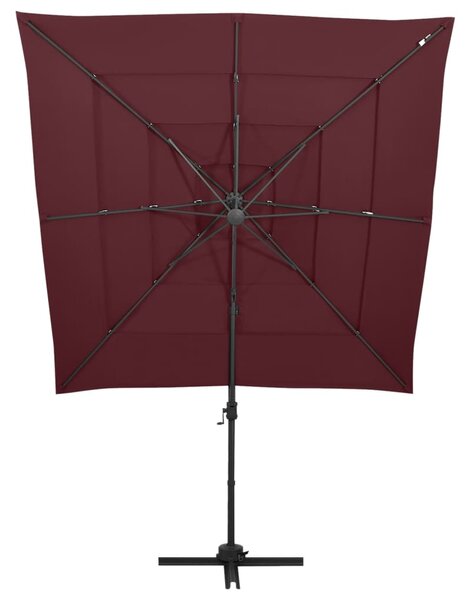 4-poziomowy parasol na aluminiowym słupku, bordowy, 250x250 cm