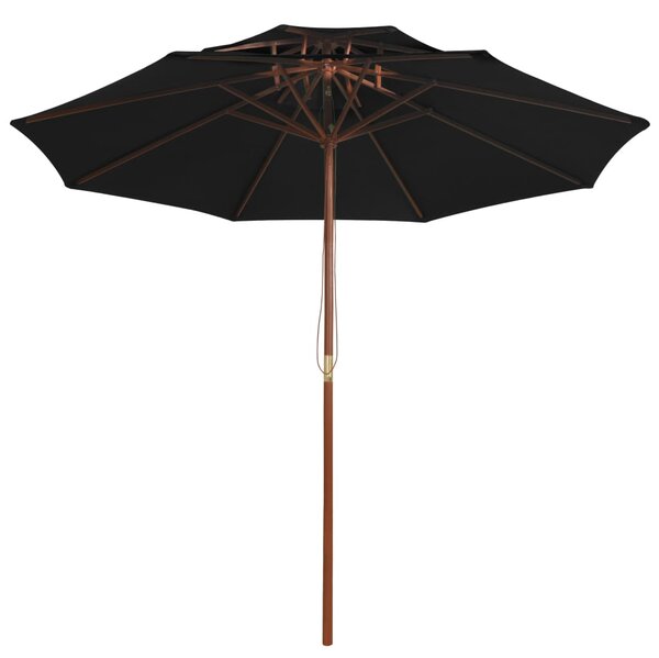 Parasol ogrodowy z dwupoziomową czaszą, czarny, 270 cm