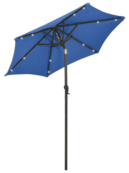Parasol ogrodowy z LED, niebieski, 200x211 cm, aluminium