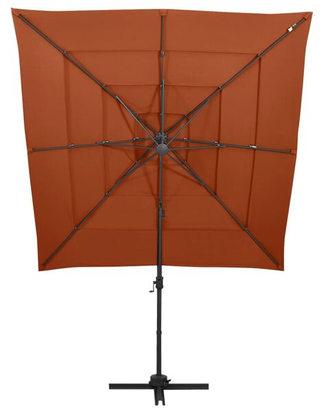 4-poziomowy parasol na aluminiowym słupku, terakota, 250x250 cm