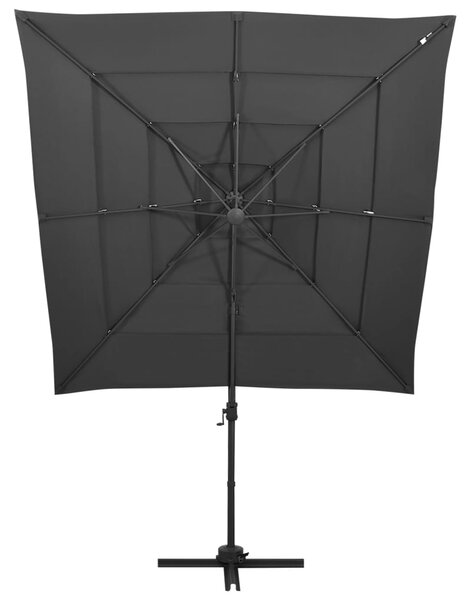 4-poziomowy parasol na aluminiowym słupku, antracyt, 250x250 cm