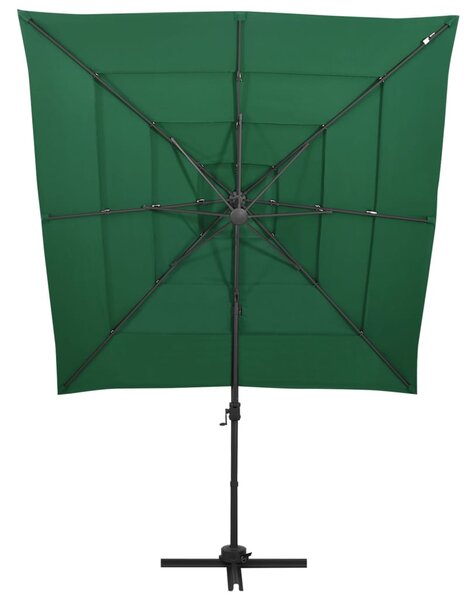 4-poziomowy parasol na aluminiowym słupku, zielony, 250x250 cm