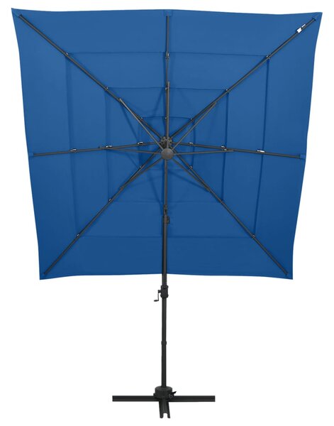 4-poziomowy parasol na aluminiowym słupku, niebieski 250x250 cm