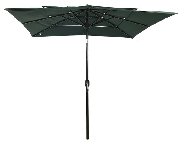 3-poziomowy parasol na aluminiowym słupku, zielony, 2,5x2,5 m