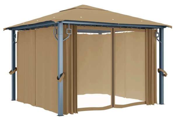 Altana ogrodowa z zasłonami, 300 x 300 cm, taupe, aluminium