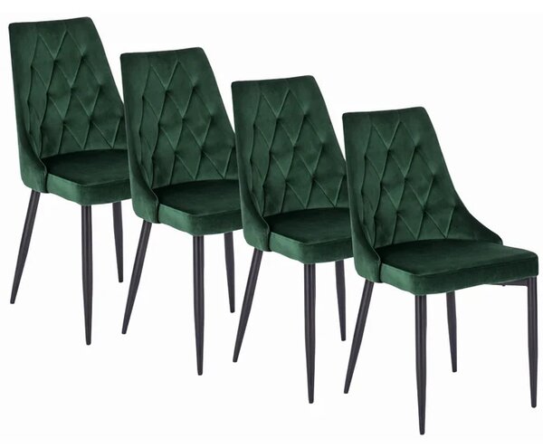 Zestaw 4x Krzesło Tapicerowane CORK do Salonu Zielone Welurowe Nowoczesne Loft