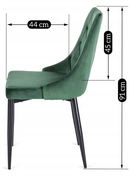 Zestaw 4x Krzesło Tapicerowane CORK do Salonu Zielone Welurowe Nowoczesne Loft