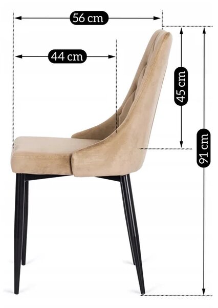 Zestaw 4x Krzesło Tapicerowane CORK do Salonu Beż Welurowe Nowoczesne Loft