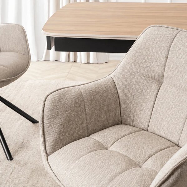 Krzesło Tapicerowane Obrotowe PEONY 2 Beżowe Nowoczesne Loft