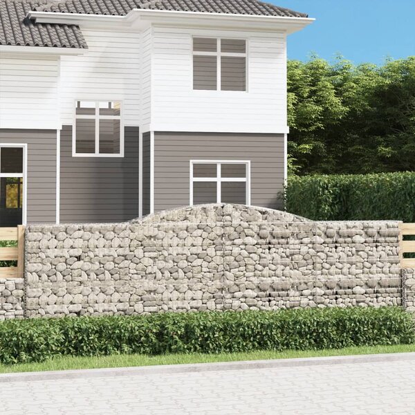 Kosze gabionowe, 2 szt, 400x50x120/140 cm, galwanizowane żelazo