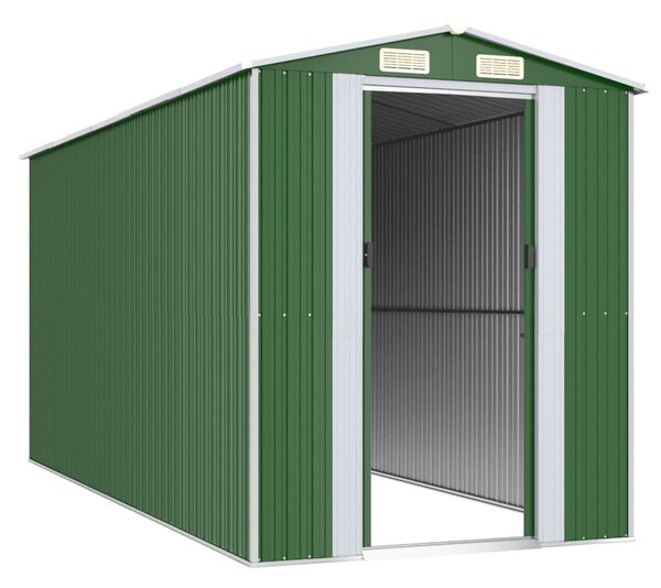 Szopa ogrodowa, zielona, 192x440x223 cm, stal galwanizowana