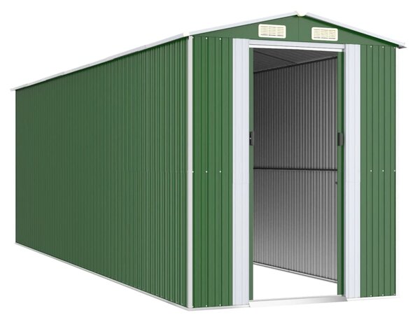 Szopa ogrodowa, zielona, 192x606x223 cm, stal galwanizowana