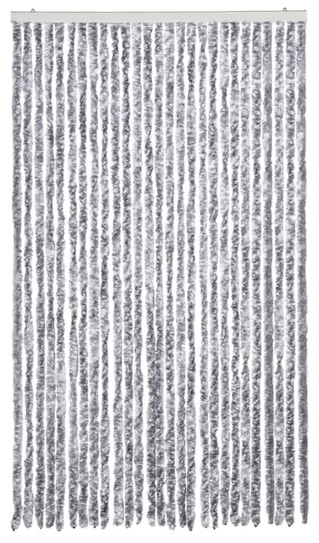 Zasłona przeciwko owadom, biało-szara, 118x220 cm, szenil