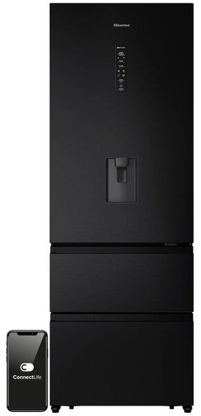 Lodówka HISENSE RT641N4WFE1 3D SkyLine No Frost 200cm Czarna Wi-Fi ConnectLife Metal Tech Cooling