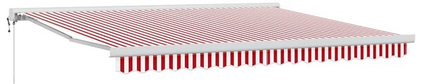 Markiza wysuwana Czerwony i Biały 400 × 300 cm Tkanina i Metal
