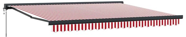 Markiza wysuwana Czerwony i Biały 400 × 300 cm Tkanina i Metal