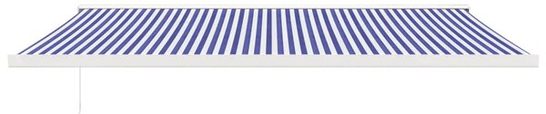Zwijana markiza, niebiesko-biała, 5x3 m, tkanina i aluminium