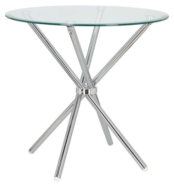 STÓŁ OKRĄGŁY Ufo 90cm transparentny/chrom SZKLANY BLAT