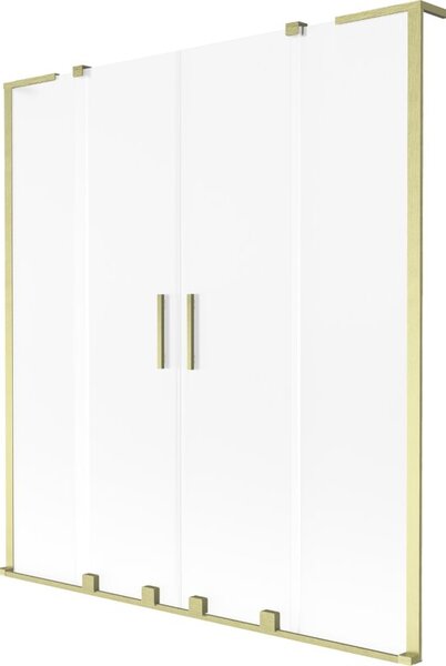 Mexen Velar L Duo parawan nawannowy 2-skrzydłowy rozsuwany 150 x 150 cm, szron, złoty szczotkowany - 896-150-003-32-55