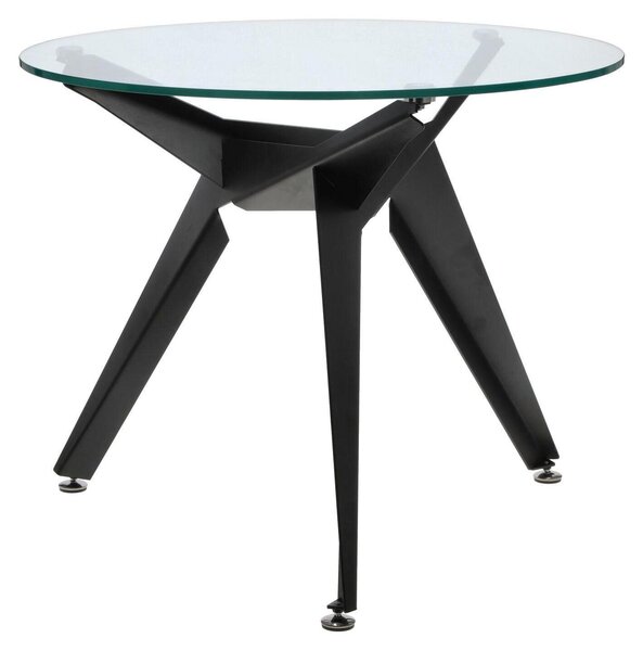 STÓŁ Troy SZKLANY BLAT okrągły 90 cm transparentny/czarny