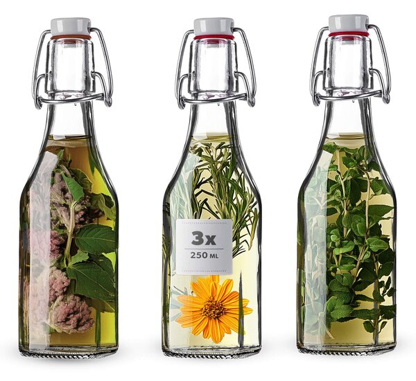 Szklana butelka Nave 250ml z korkiem mechanicznym 3 szt